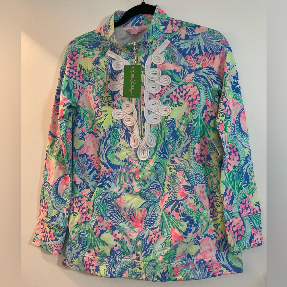 Lilly Pulitzer UPF 50+ Skipper Tunic Popover Mermaid Cove XXS NWT